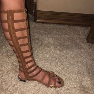 Brown suede gladiator sandals